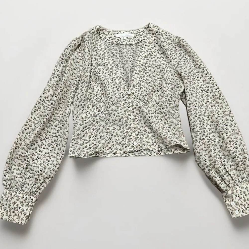 Etophe Studios Women’s Sz Small Blouse Cropped Floral Print Button Boho Cottage